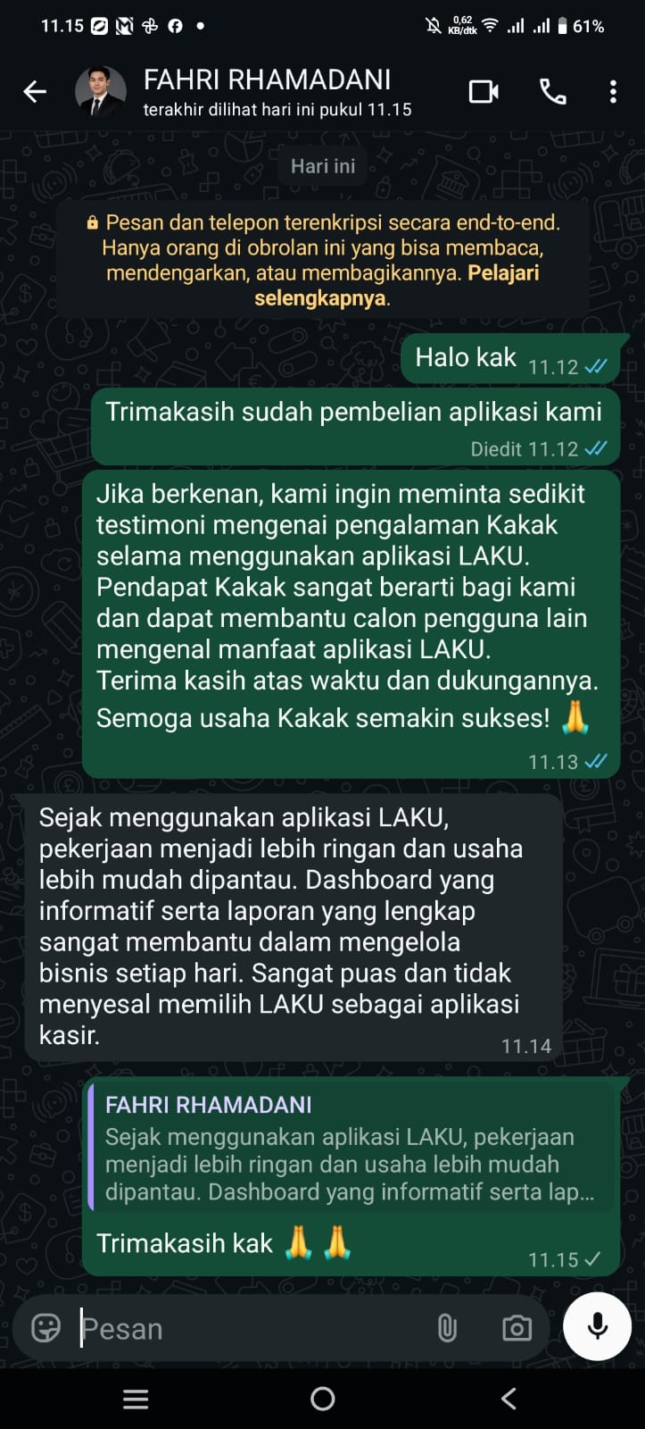 Bukti Chat & Transfer Fahri Ramadani